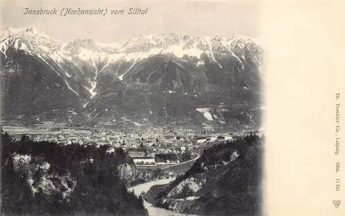 L049 Österreich Innsbruck Nordansicht vom Silltaler Gebirge Vintage Postkarte
