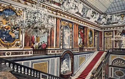 L120 Deutschland 1922 Schloss Herrenchiemsee Treppenhaus Innenraum Vintage Postkarte
