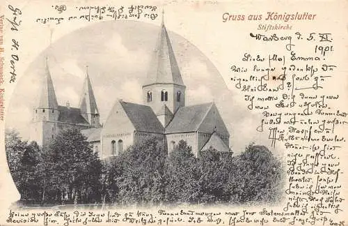 L120 Deutschland 1901 Gruss aus Königslutter Stiftskirche Kirche Vintage Postkarte