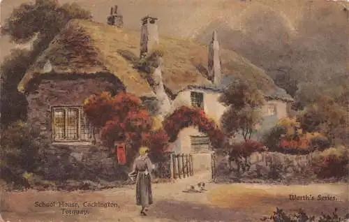 L374 England Schulhaus Cockington Torquay Worth Serie Gemälde Postkarte
