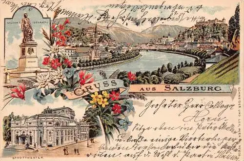 Österreich Gruss aus Salzburg 1900 Litho Vintage Postkarte