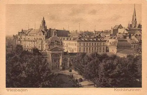 Deutschland Wiesbaden Kochbrunnen Vintage Postkarte