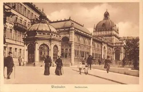 Deutschland Wiesbaden Kochbrunnen Vintage Postkarte