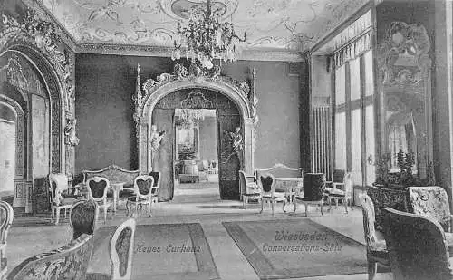 Deutschland Wiesbaden 1907 Neues Kurhaus Gespräche Saele Zimmer Postkarte