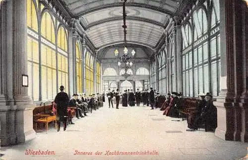 Deutschland Wiesbaden Kochbrunnentrinkhalle Inneres Interieur Vintage Postkarte