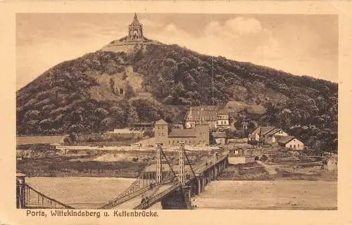 Deutschland Porta Westfalica Wittekindsberg Kettenbrücke Vintage Postkarte