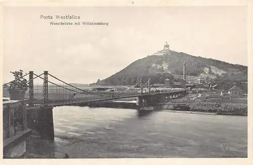 Deutschland Porta Westfalica Wesserbrücke Wittekindsberg Vintage Postkarte