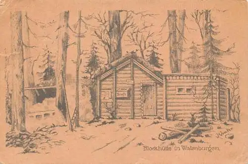 Deutschland Blockhütte in Walenburgen 1916 Feld Vintage Postkarte