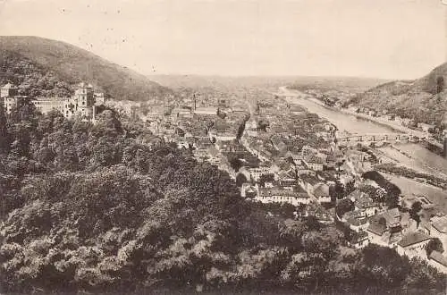 Deutschland Heidelberg vom Schlosshotel gesehen 1916 Feldpost 1. Weltkrieg Vintage Postkarte