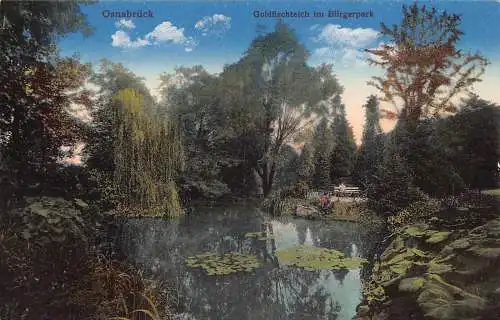 Deutschland Osnabrück Goldfischteich Buergerpark See Vintage Postkarte