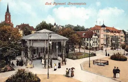 Deutschland Bad Pyrmont Brunnenplatz Pavillon Vintage Postkarte