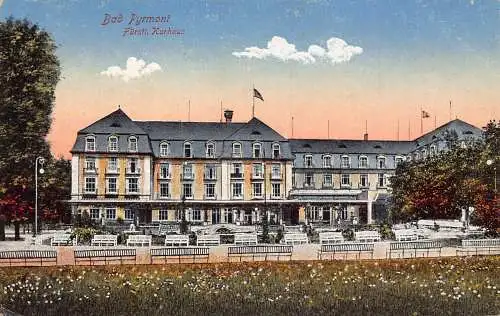 Deutschland Bad Pyrmont Fürstl Kurhaus Bad Kurort Vintage Postkarte