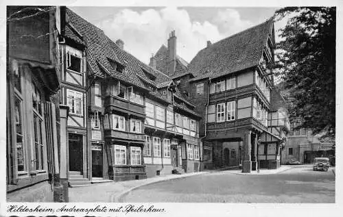 Deutschland Hildesheim 1938 Andreasplatz Pfeilerhaus Vintage Postkarte