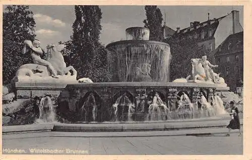 Deutschland München Wittelsbacher Brunnen Vintage Postkarte