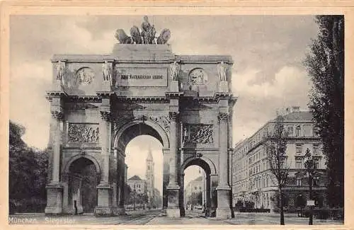 Deutschland München Siegestor Tor Vintage Postkarte