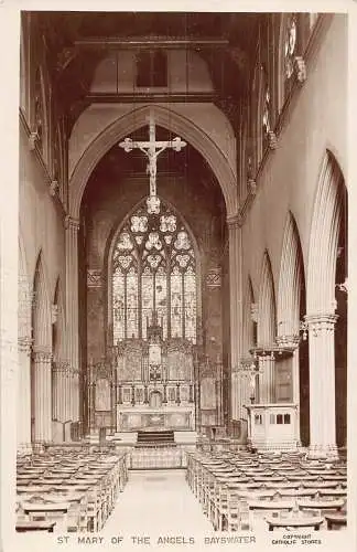 L246 England St Mary of the Angels Bayswater Church Interieur Vintage Postkarte