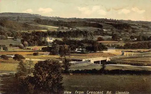 L247 Wales Blick von der Crescent Road Llandilo Vintage Postkarte