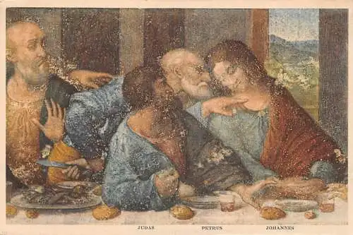 A018 Italien Mailand Letztes Abendmahl - Leonardo Da Vinci Detail Judas Petrus Postkarte