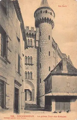 L118 Frankreich Rocamadour La Grosse Tour des Eveques Vintage Postkarte