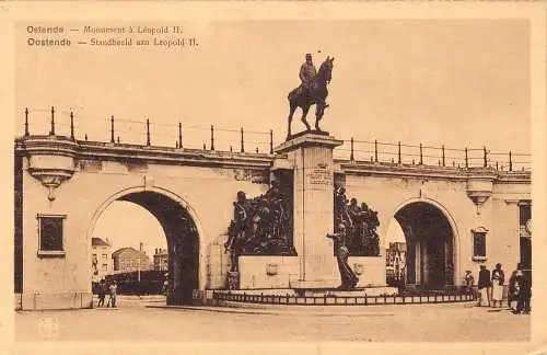 L116 Belgien Oostende Denkmal König Leopold II Vintage Postkarte