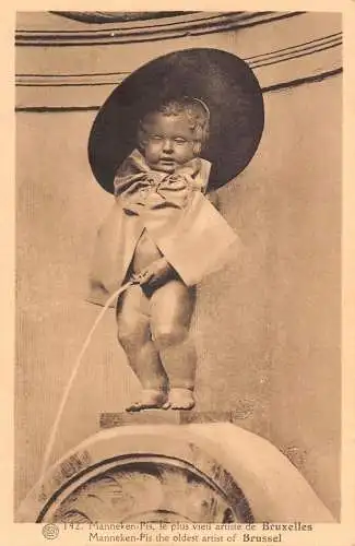 L116 Belgien Manneken Pis kleiner Junge Hut Brunnen Vintage Postkarte