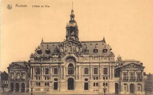 L047 Frankreich Roubaix L'Hotel de ville Vintage Postkarte