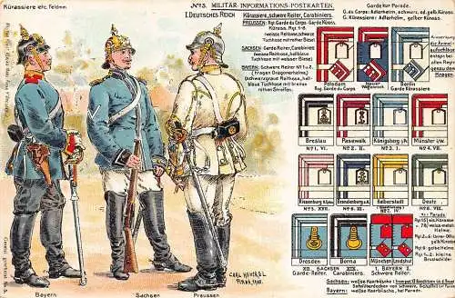 L055 Wehrmacht Karabinierer Bayern Sachsen Preussen Uniformen Litho Postkarte