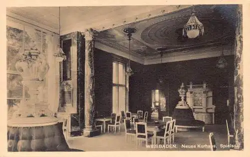 L122 Deutschland Wiesbaden Neues Kurhaus Spielsaal Interieur Vintage Postkarte