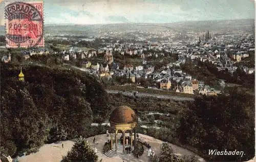 L122 Deutschland 1909 Wiesbaden Panoramablick Vintage Postkarte
