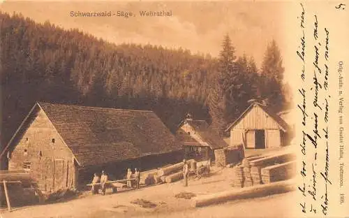 L121 Deutschland Schwarzwald Saege Wehrathal Holzkaserne Vintage Postkarte