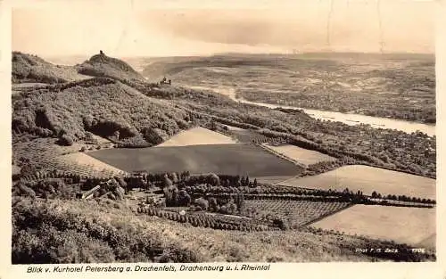 L120 Deutschland 1953 Drachenfels Drachenburg Ansicht vom Hotel Vintage Postkarte