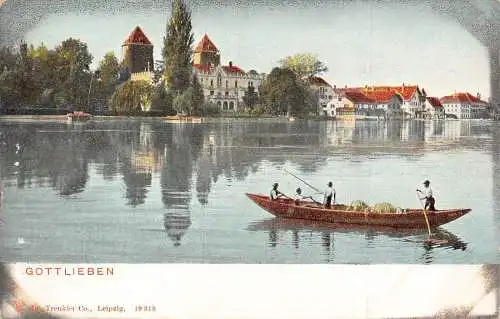L120 Deutschland Gottlieben Boot Fischer Vintage Postkarte