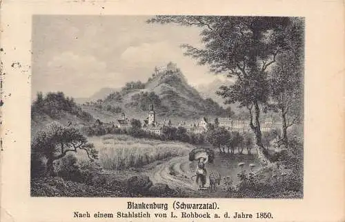 L119 Deutschland 1915 Blankenburg Schwarzatal Stahlstich Rochbock Vintage Postkarte