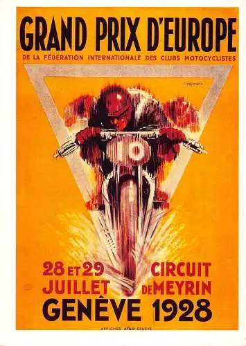 L286 Motorrad Grand Prix D'Europe Genf 1928 Reproduktion Plakat Postkarte