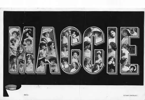 A046 Maggie 1905 Großer Buchstabe Name schöne Frauen Vintage Postkarte