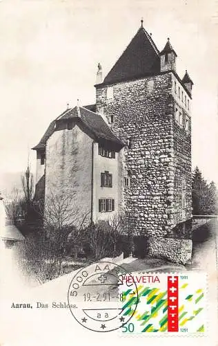 L295 Schweiz Aarau Das Schloss Vintage Postkarte