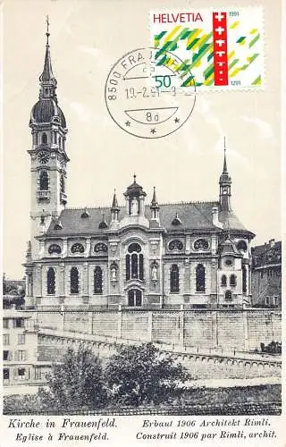 L295 Schweiz Kirche in Frauenfeld erbaut 1906 Vintage Postkarte