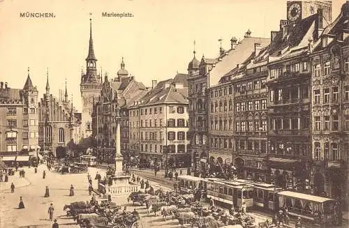 A027 Deutschland München München Marienplatz Straßenbahnen Waggons J Springen Laden Postkarte