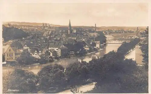 A208 Deutschland Fluss Kempten Gesamtansicht Vintage Postkarte