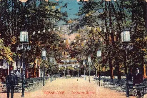 A213 Deutschland 1915 Düsseldorf Tonhallen Garten Lampenmast 1.WK Feldpostkarte