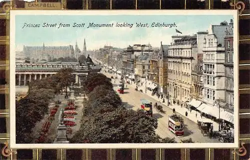 A031 Schottland Edinburgh Princess Street Doppeldecker Straßenbahn Tartan Postkarte