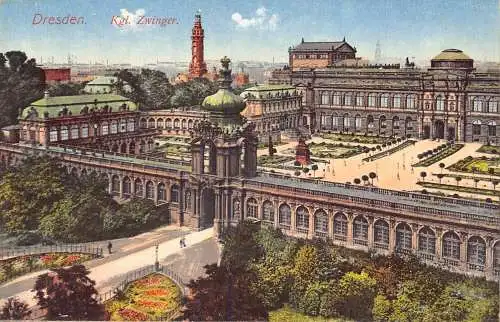 A028 Deutschland Dresden Kgl Zwinger Vintage Postkarte
