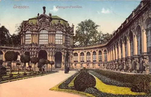 A027 Deutschland Dresden Zwinger Pavillon Schloss Vintage Postkarte