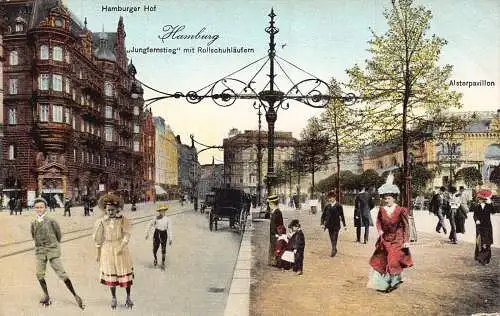 A026 Deutschland Hamburg Kinder Rollschuhe Rollschuhlaeufern Platz Postkarte