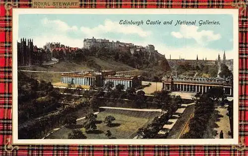 A031 Schottland Royal Stewart Tartan Edinburgh Castle National Galleries Postkarte