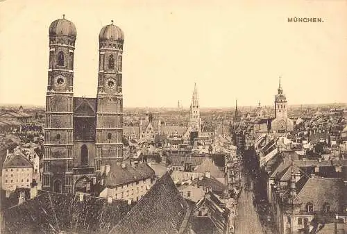 A027 Deutschland München Panoramablick Vintage Postkarte