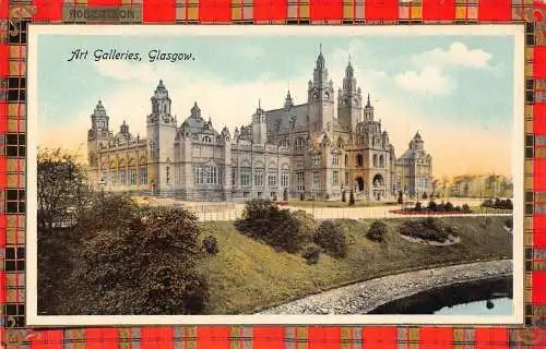 A031 Scotland Art Galleries Glasgow Robertson Tartan Vintage Postkarte