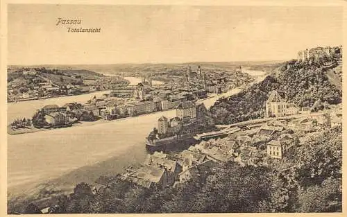 A222 Deutschland Passau Totalansicht Vintage Postkarte