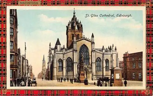 A031 Schottland St Giles Cathedral Edinburgh Tartan Macintosh Postkarte