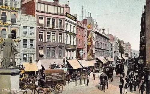 A034 England London Cheapside Kutsche Lieferung Großhandel Rahman Postkarte